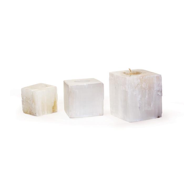 Set of Three Square Rock Crystal Votives by GO Home