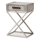 baxton studio william modern french industrial silver metal 1 drawer nightstand | Modish Furniture Store-2