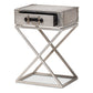 baxton studio william modern french industrial silver metal 1 drawer nightstand | Modish Furniture Store-3