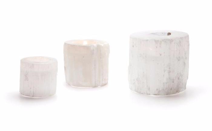 Round Natural Rock Crystal Votive Candle Holder - Set Of 3 by GO Home