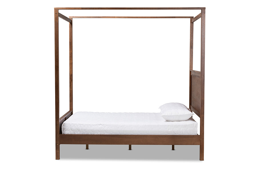 Baxton Studio Veronica Modern and Contemporary Walnut Brown Finished Wood Queen Size Platform Canopy Bed | Beds | Modishstore - 3