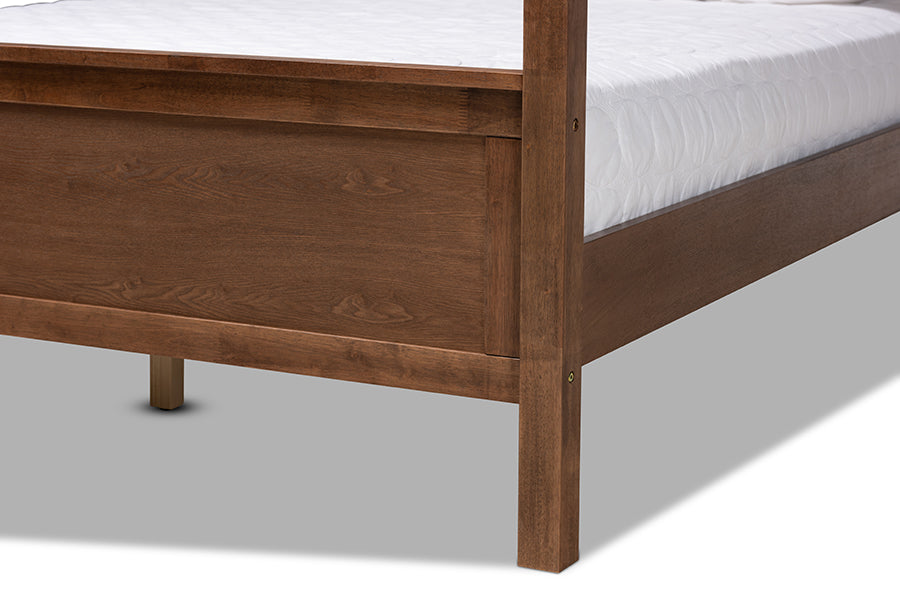 Baxton Studio Veronica Modern and Contemporary Walnut Brown Finished Wood Queen Size Platform Canopy Bed | Beds | Modishstore - 4