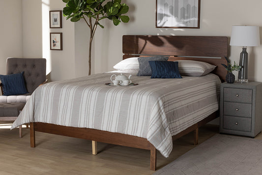Baxton Studio Anthony Modern and Contemporary Walnut Brown Finished Wood King Size Panel Bed | Modishstore | Beds