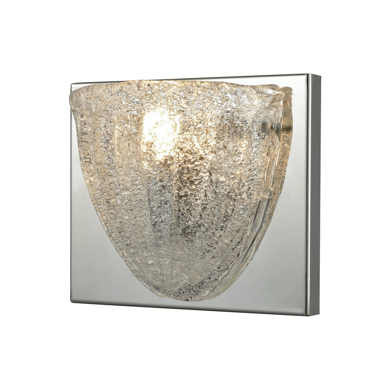 Verannis 1-Light Vanity Sconce in Polished Chrome with Hand-formed Clear Sugar Glass ELK Lighting | Sconces | Modishstore