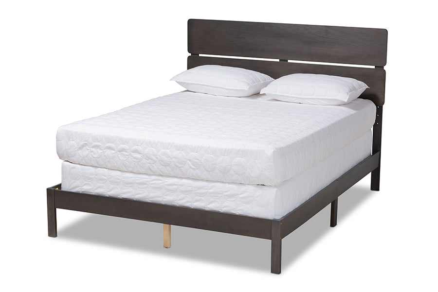 baxton studio anthony modern and contemporary dark grey oak finished wood queen size panel bed | Modish Furniture Store-2