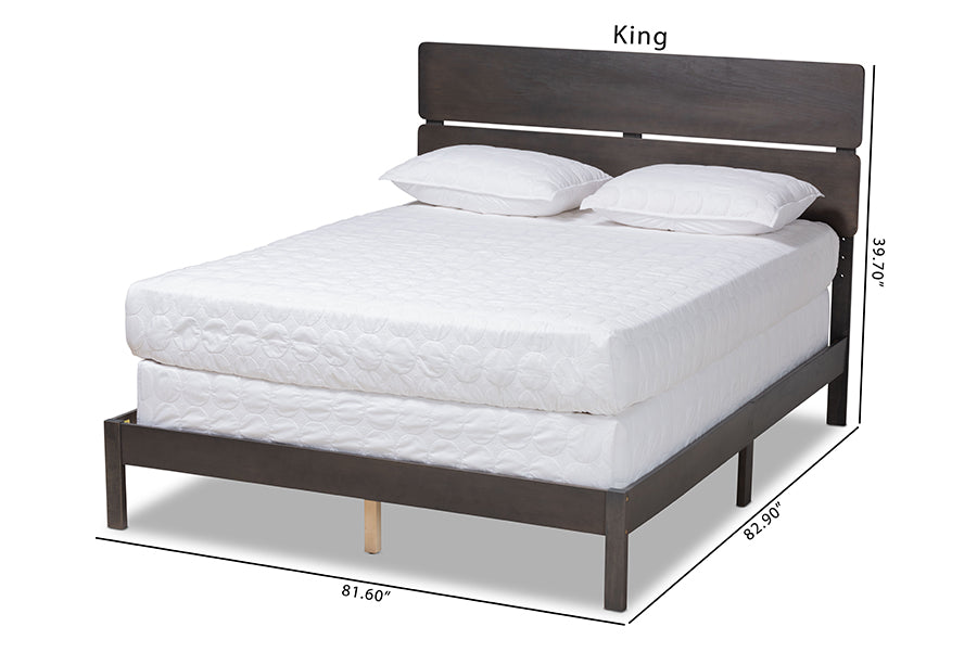 Baxton Studio Anthony Modern and Contemporary Dark Grey Oak Finished Wood King Size Panel Bed | Beds | Modishstore - 6