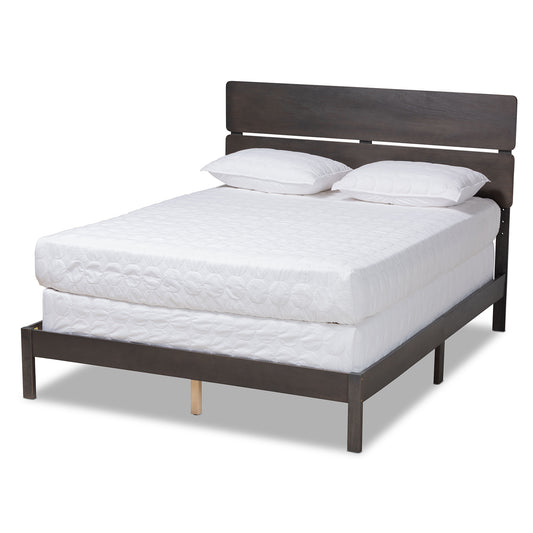 Baxton Studio Anthony Modern and Contemporary Dark Grey Oak Finished Wood King Size Panel Bed | Beds | Modishstore