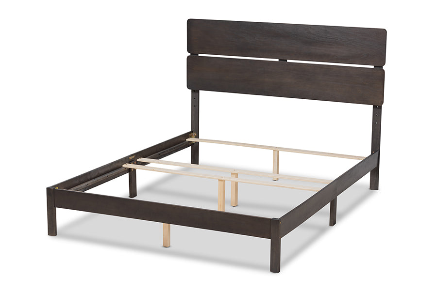 Baxton Studio Anthony Modern and Contemporary Dark Grey Oak Finished Wood King Size Panel Bed | Beds | Modishstore - 7