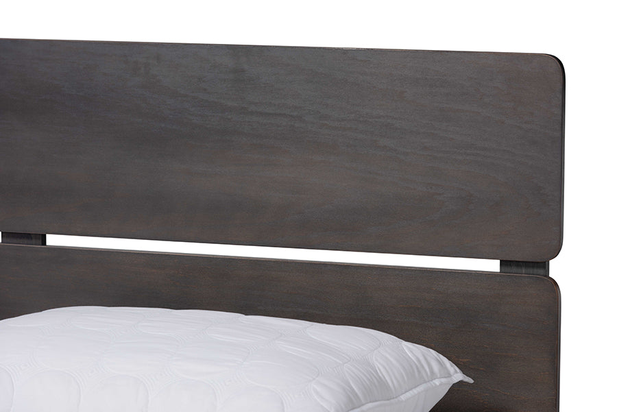 Baxton Studio Anthony Modern and Contemporary Dark Grey Oak Finished Wood Full Size Panel Bed | Beds | Modishstore - 5