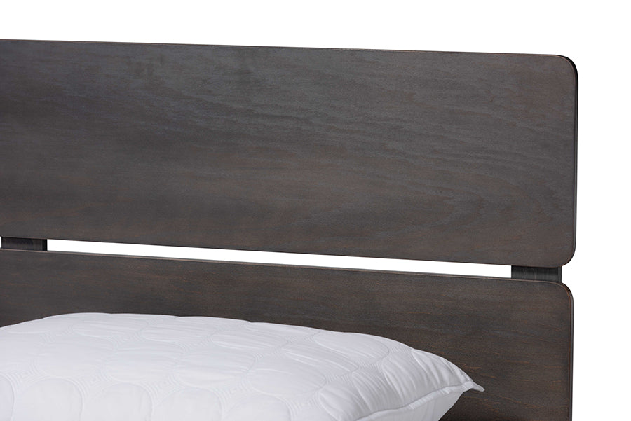 Baxton Studio Anthony Modern and Contemporary Dark Grey Oak Finished Wood King Size Panel Bed | Beds | Modishstore - 5
