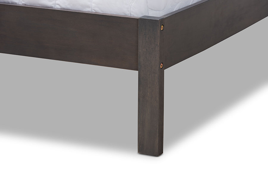 Baxton Studio Anthony Modern and Contemporary Dark Grey Oak Finished Wood King Size Panel Bed | Beds | Modishstore - 4