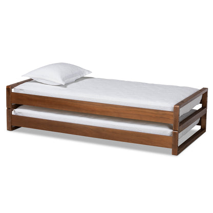 Baxton Studio Klara Modern and Contemporary Walnut Finished Wood Expandable Twin Size to King Size Bed Frame | Beds | Modishstore