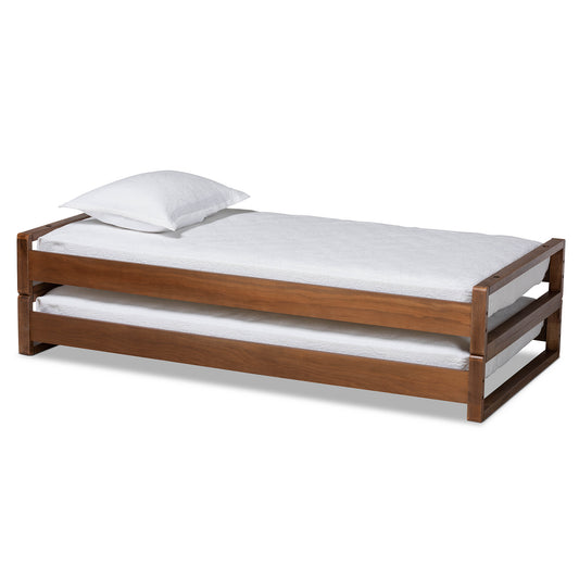 Baxton Studio Klara Modern and Contemporary Walnut Finished Wood Expandable Twin Size to King Size Bed Frame | Beds | Modishstore