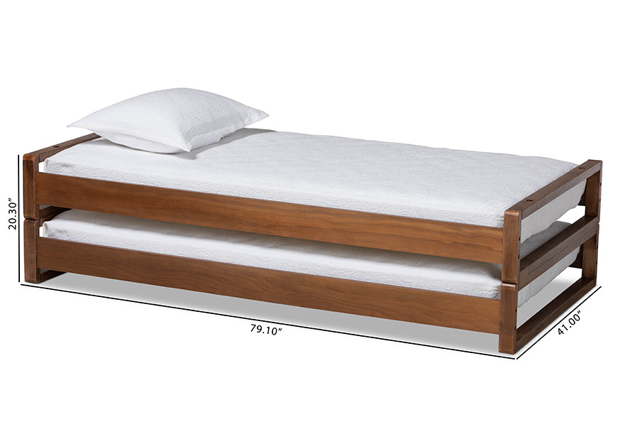 Baxton Studio Klara Modern and Contemporary Walnut Finished Wood Expandable Twin Size to King Size Bed Frame | Beds | Modishstore - 8