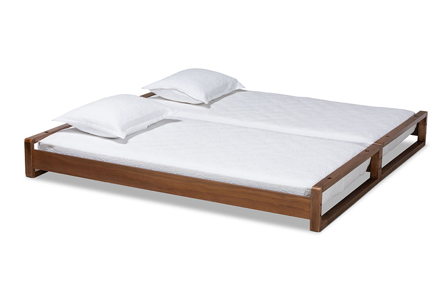 Baxton Studio Klara Modern and Contemporary Walnut Finished Wood Expandable Twin Size to King Size Bed Frame | Beds | Modishstore - 6