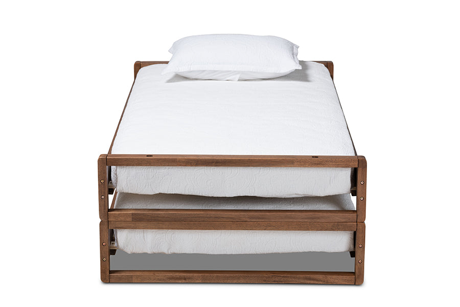 Baxton Studio Klara Modern and Contemporary Walnut Finished Wood Expandable Twin Size to King Size Bed Frame | Beds | Modishstore - 4