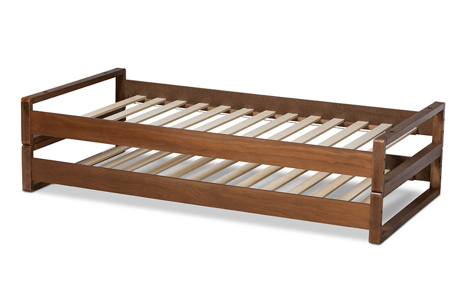Baxton Studio Klara Modern and Contemporary Walnut Finished Wood Expandable Twin Size to King Size Bed Frame | Beds | Modishstore - 10