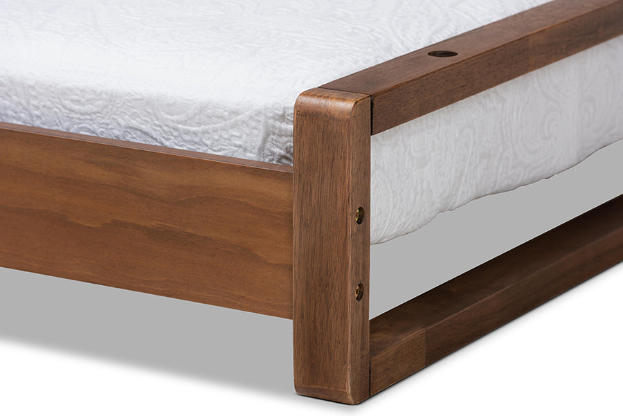 Baxton Studio Klara Modern and Contemporary Walnut Finished Wood Expandable Twin Size to King Size Bed Frame | Beds | Modishstore - 5