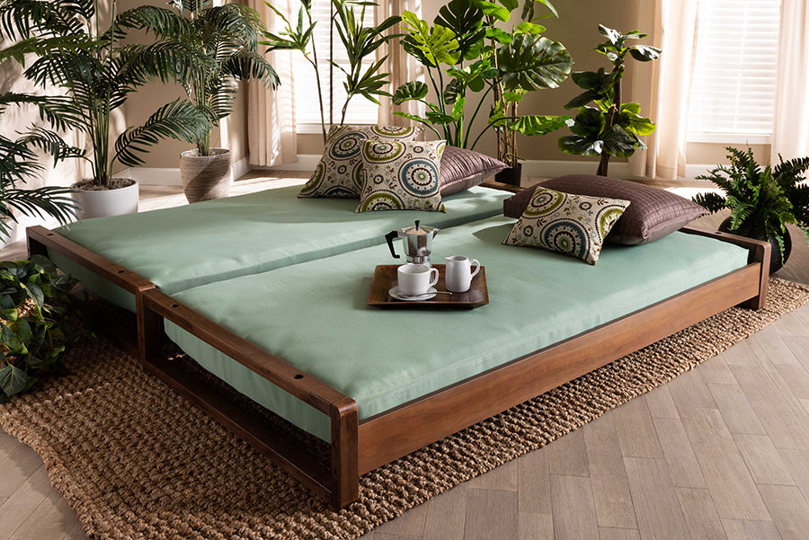 Baxton Studio Klara Modern and Contemporary Walnut Finished Wood Expandable Twin Size to King Size Bed Frame | Beds | Modishstore - 2