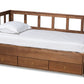 baxton studio kendra modern and contemporary walnut brown finished expandable twin size to king size daybed with storage drawers | Modish Furniture Store-2