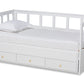 baxton studio kendra modern and contemporary white finished expandable twin size to king size daybed with storage drawers | Modish Furniture Store-2