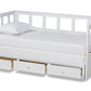baxton studio kendra modern and contemporary white finished expandable twin size to king size daybed with storage drawers | Modish Furniture Store-3