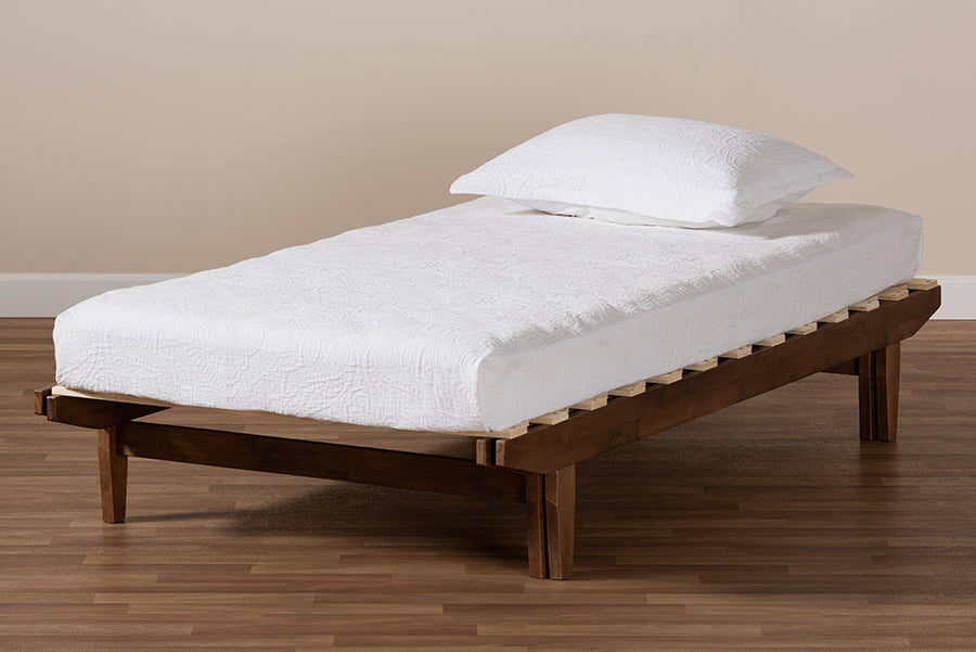 Baxton Studio Hiro Modern and Contemporary Walnut Finished Wood Expandable Twin Size to King Size Bed Frame | Beds | Modishstore - 3