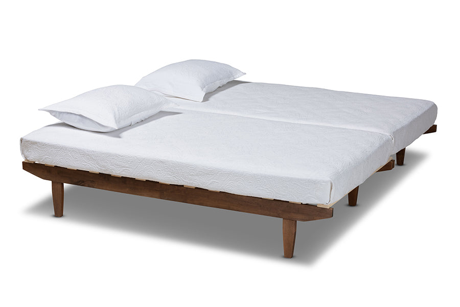 Baxton Studio Hiro Modern and Contemporary Walnut Finished Wood Expandable Twin Size to King Size Bed Frame | Beds | Modishstore - 4