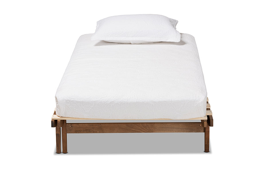 Baxton Studio Hiro Modern and Contemporary Walnut Finished Wood Expandable Twin Size to King Size Bed Frame | Beds | Modishstore - 2