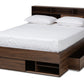 Baxton Studio Tristan Modern and Contemporary Walnut Brown Finished Wood 1-Drawer Queen Size Platform Storage Bed with Shelves | Beds | Modishstore - 4