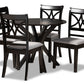 baxton studio julia modern and contemporary grey fabric upholstered and dark brown finished wood 5 piece dining set | Modish Furniture Store-2