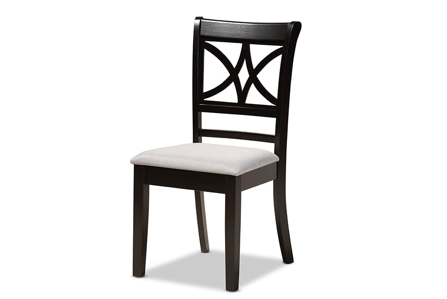 baxton studio julia modern and contemporary grey fabric upholstered and dark brown finished wood 5 piece dining set | Modish Furniture Store-3