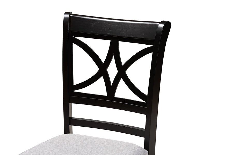 Baxton Studio Clarke Modern and Contemporary Grey Fabric Upholstered and Espresso Brown Finished Wood 4-Piece Dining Chair Set | Modishstore | Dining Chairs - 2