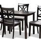 baxton studio clarke modern and contemporary grey fabric upholstered and espresso brown finished wood 5 piece dining set | Modish Furniture Store-2