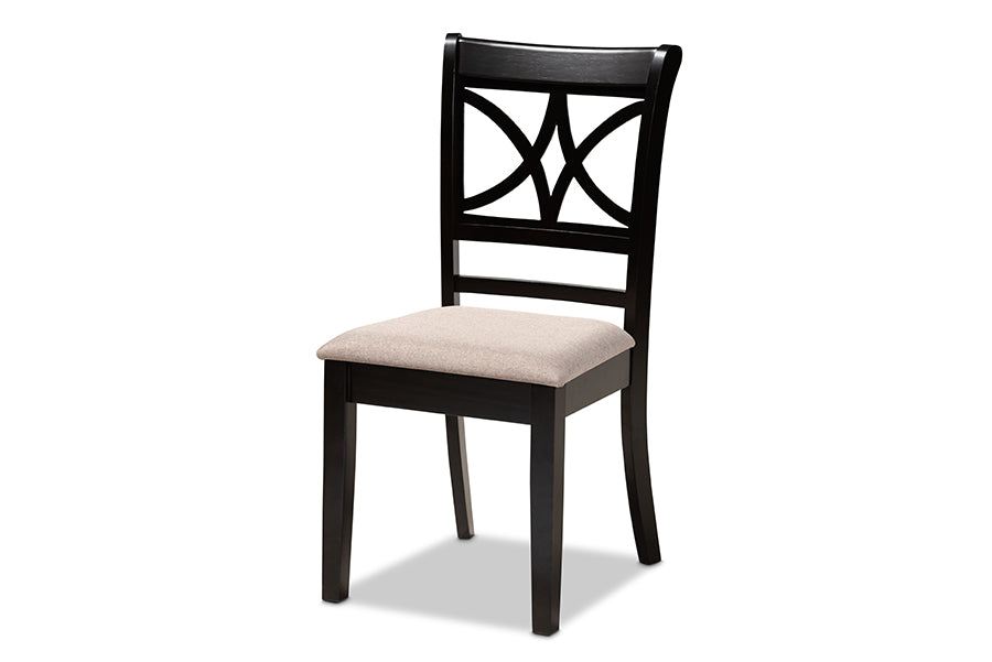 Baxton Studio Clarke Modern and Contemporary Sand Fabric Upholstered and Espresso Brown Finished Wood 4-Piece Dining Chair Set | Modishstore | Dining Chairs - 3