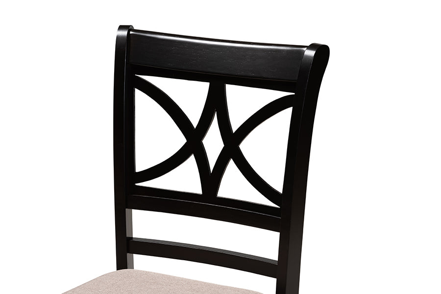 Baxton Studio Clarke Modern and Contemporary Sand Fabric Upholstered and Espresso Brown Finished Wood 4-Piece Dining Chair Set | Modishstore | Dining Chairs - 2