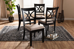 Baxton Studio Clarke Modern and Contemporary Sand Fabric Upholstered and Espresso Brown Finished Wood 4-Piece Dining Chair Set