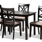 baxton studio clarke modern and contemporary sand fabric upholstered and espresso brown finished wood 5 piece dining set | Modish Furniture Store-2