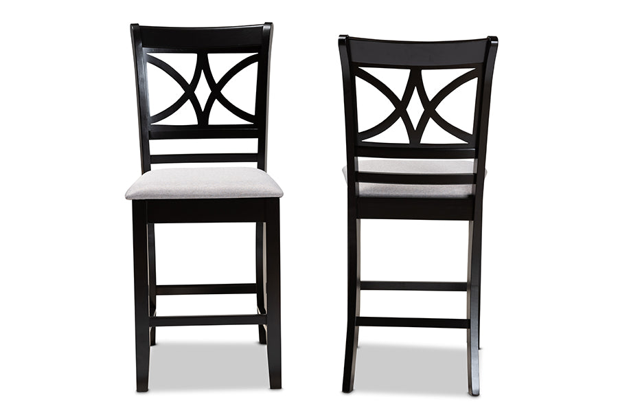 Baxton Studio Chandler Modern and Contemporary Grey Fabric Upholstered and Espresso Brown Finished Wood 2-Piece Counter Height Pub Chair Set | Modishstore | Dining Chairs - 3
