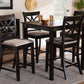 Baxton Studio Chandler Modern and Contemporary Sand Fabric Upholstered and Espresso Brown Finished Wood 5-Piece Counter Height Pub Dining Set | Modishstore | Dining Sets