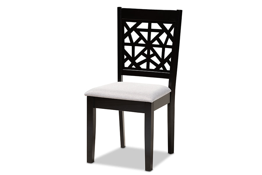 Baxton Studio Jackson Modern and Contemporary Grey Fabric Upholstered and Espresso Brown Finished Wood 4-Piece Dining Chair Set | Modishstore | Dining Chairs - 3
