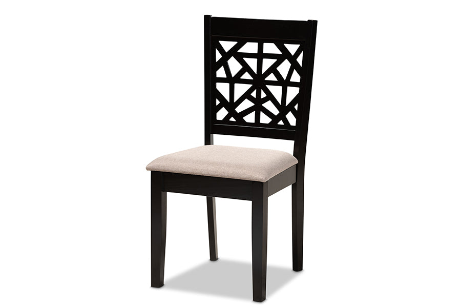 Baxton Studio Jackson Modern and Contemporary Sand Fabric Upholstered and Espresso Brown Finished Wood 4-Piece Dining Chair Set | Modishstore | Dining Chairs - 3