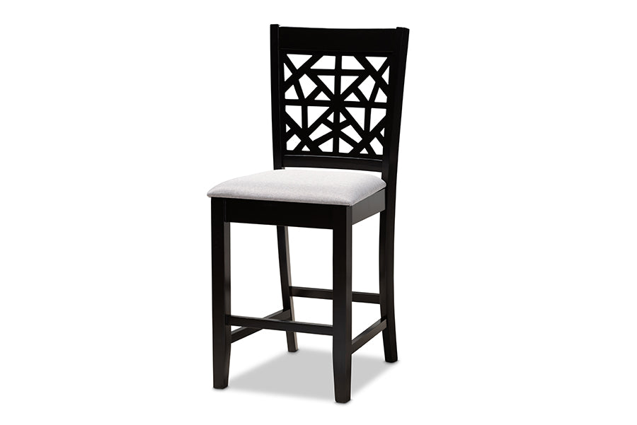 baxton studio devon modern and contemporary grey fabric upholstered and espresso brown finished wood 5 piece pub dining set | Modish Furniture Store-3