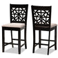 Baxton Studio Devon Modern and Contemporary Sand Fabric Upholstered and Espresso Brown Finished Wood 2-Piece Counter Height Pub Chair Set | Modishstore | Dining Chairs - 4