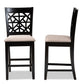 Baxton Studio Devon Modern and Contemporary Sand Fabric Upholstered and Espresso Brown Finished Wood 2-Piece Counter Height Pub Chair Set | Modishstore | Dining Chairs - 2