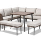 baxton studio lillian modern and contemporary light grey upholstered and brown finished 5 piece woven rattan outdoor patio set | Modish Furniture Store-2