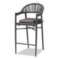 baxton studio wendell modern and contemporary grey finished rope and metal outdoor bar stool | Modish Furniture Store-2