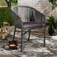Baxton Studio Marcus Modern and Contemporary Grey Finished Rope and Metal Outdoor Dining Chair | Modishstore | Dining Chairs