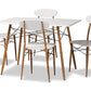 baxton studio wayne modern and contemporary white and walnut finished metal 5 piece dining set | Modish Furniture Store-2