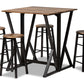 Baxton Studio Richard Industrial and Rustic Walnut Finished Wood and Black Metal 5-Piece Pub Set with Extendable Tabletop | Bar Stools & Table | Modishstore - 8